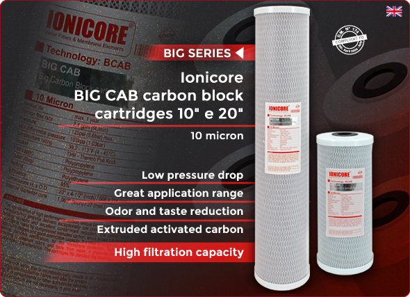 Ionicore Cartridges Extruded Activated Carbon High Filtration Capacity Cartucce Water Purifiers